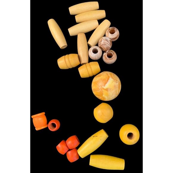 40 NOS Vintage Wood Macramé Beads Crafting 1970s 70s Rope Plant Hanger Crafts - Picture 7 of 7